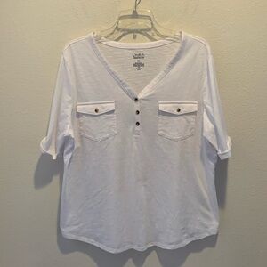 NWOT Womens Casual White Short Sleeve Top. Croft&Barrow. Never washed/worn.XXL. 